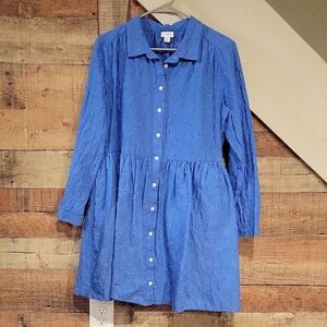 J.Crew Royal Blue Textured Button-Up Dress